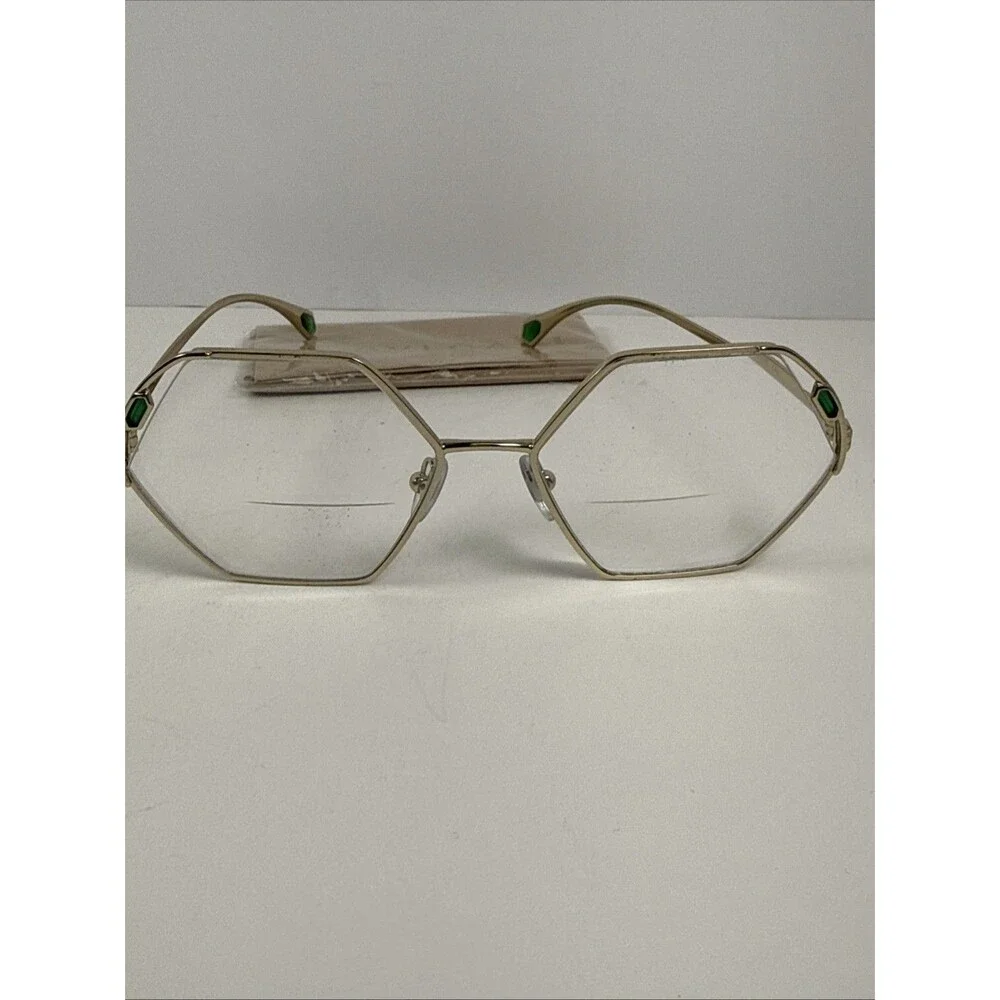 BVLGARI BV 2238 278 GOLD GREEN CRYSTALS GUNMETAL AUTHENTIC EYEGLASSES 53-16